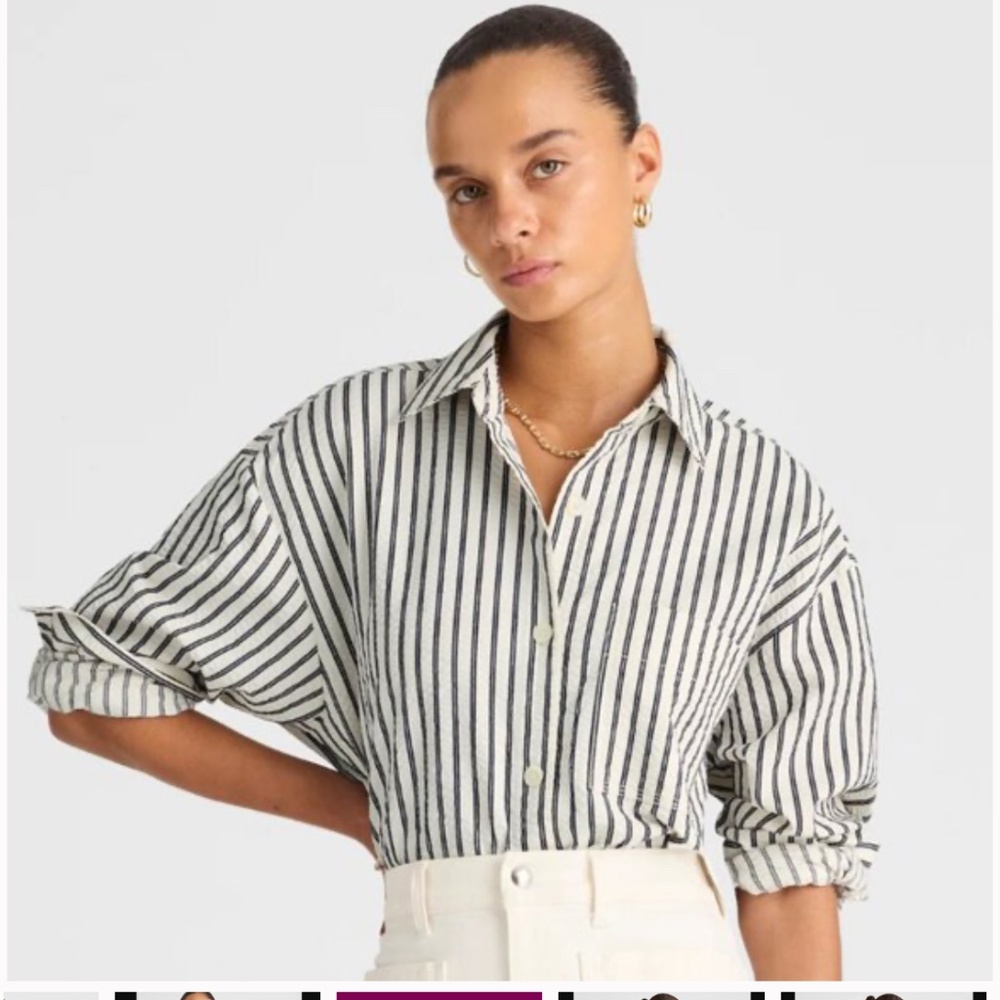 NWT Madewell  Straight-Hem Seersucker Shirt Small